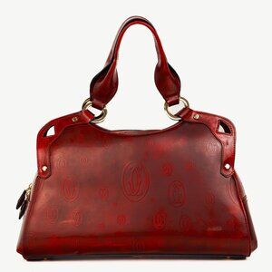 Cartier Marcello Red Happy Birthday Monogram Leather Shoulder Bag